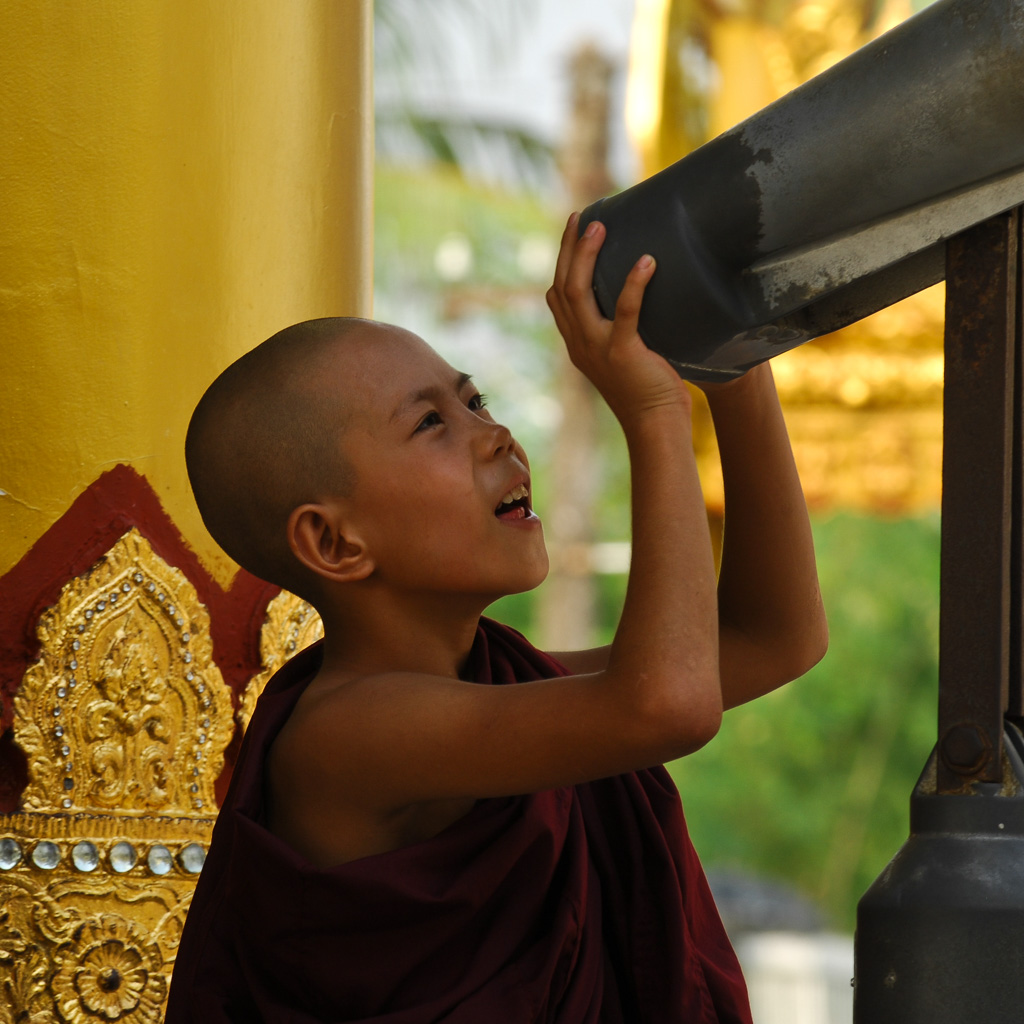 Young monk at Shwedagon Pagoda, Yangon