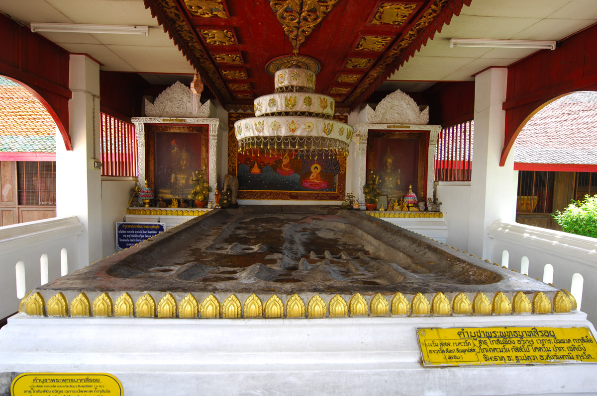 Buddhas footprint at Watphathathariphunchai Temple, Chiang Mai