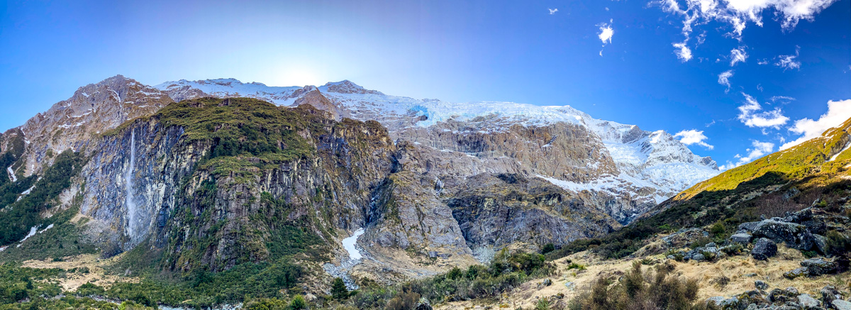 Überwältigendes Panorama am Rob Roy Gletscher